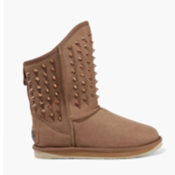 EUC [Australia Luxe Collective] Pistol Brown Studded Sheepskin Boots w/ Box W 5 - Picture 1 of 16